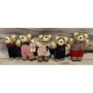 Set Of 5 Furskins Bears Plush Dolls Wendy's 1986 Vintage With Tags